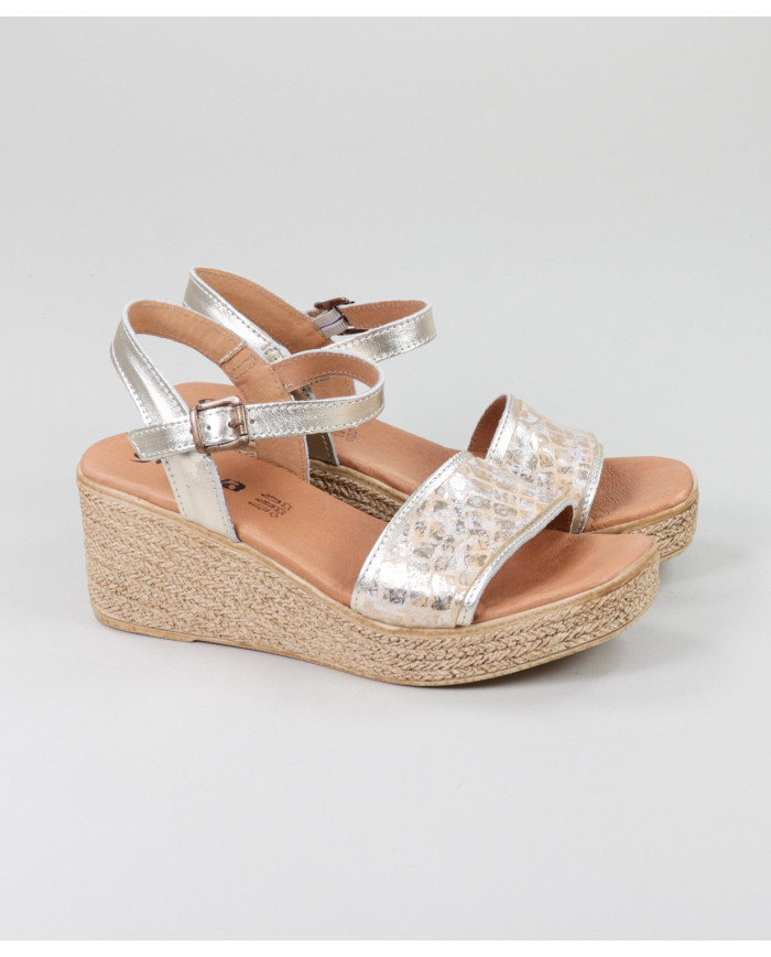 Golden Sandals by Mrs. Ginova with Embossed Strip