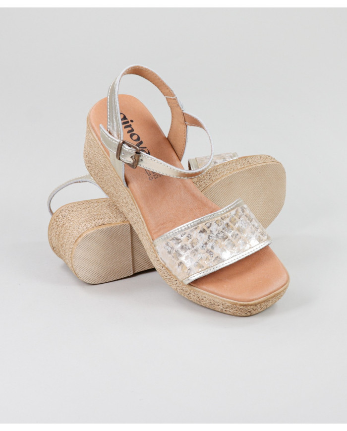 Golden Sandals by Mrs. Ginova with Embossed Strip