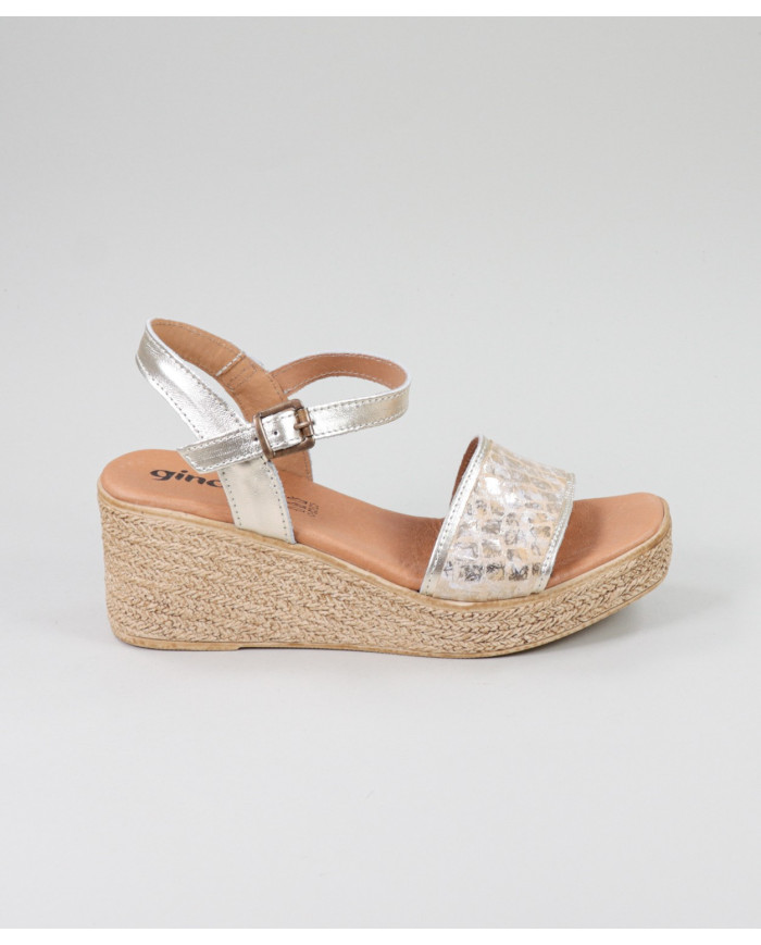 Golden Sandals by Mrs. Ginova with Embossed Strip