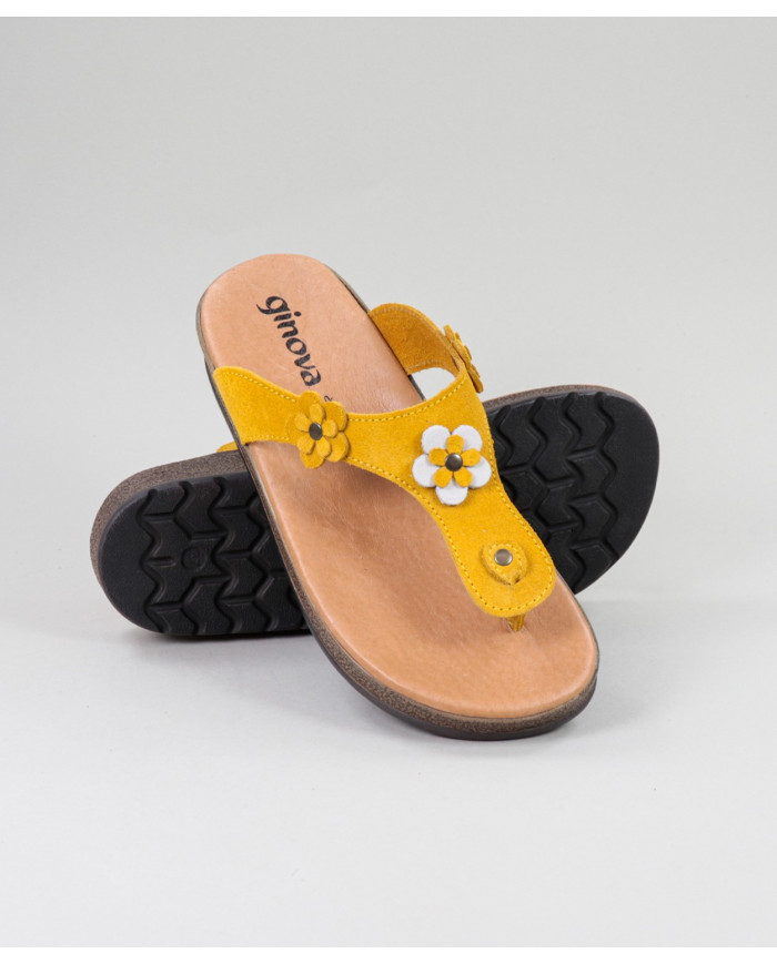 Yellow Slippers of Lady Ginova with Flower Decorative