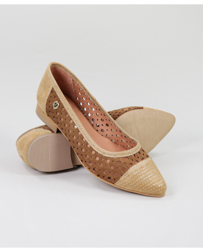 Sapatos Camel Rasos Ginova Perfurados