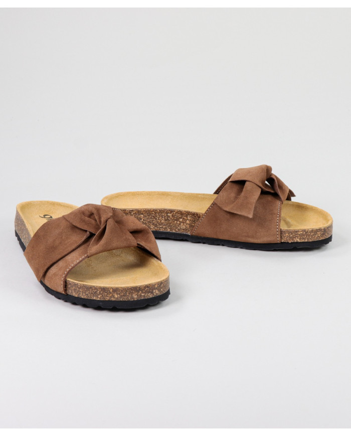 Chinelos Camel de Senhora Ginova com Laço