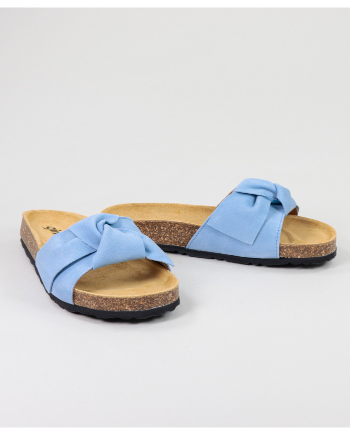 Chinelos Azuis de Senhora Ginova com Laço