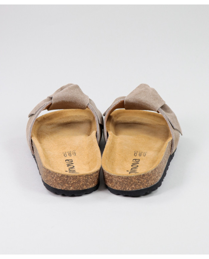 Slippers Taupe de Senhora Ginova with Lace