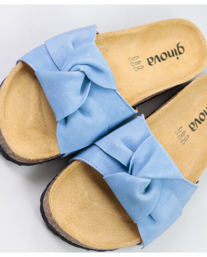 Chinelos Azuis de Senhora Ginova com Laço