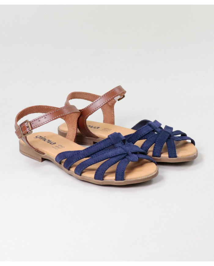 Blue Sandals by Madame Ginova with Cross Strips in Camurça