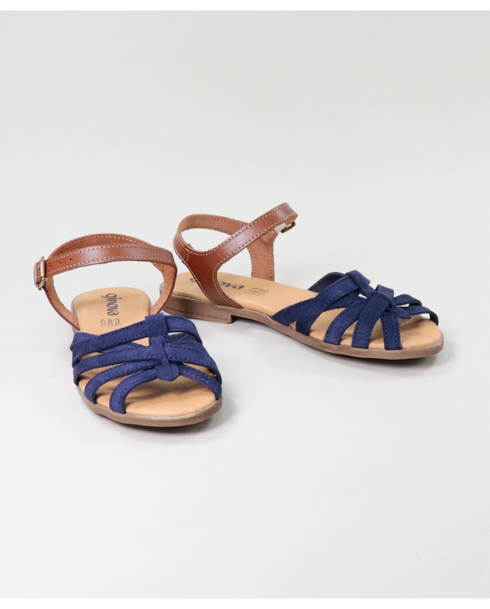 Blue Sandals by Madame Ginova with Cross Strips in Camurça
