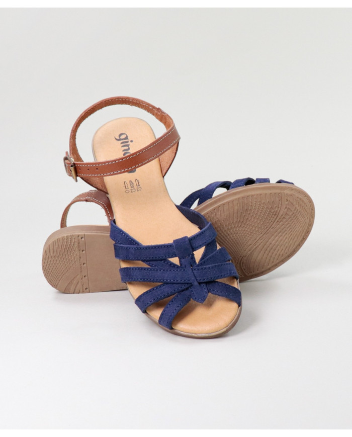 Blue Sandals by Madame Ginova with Cross Strips in Camurça