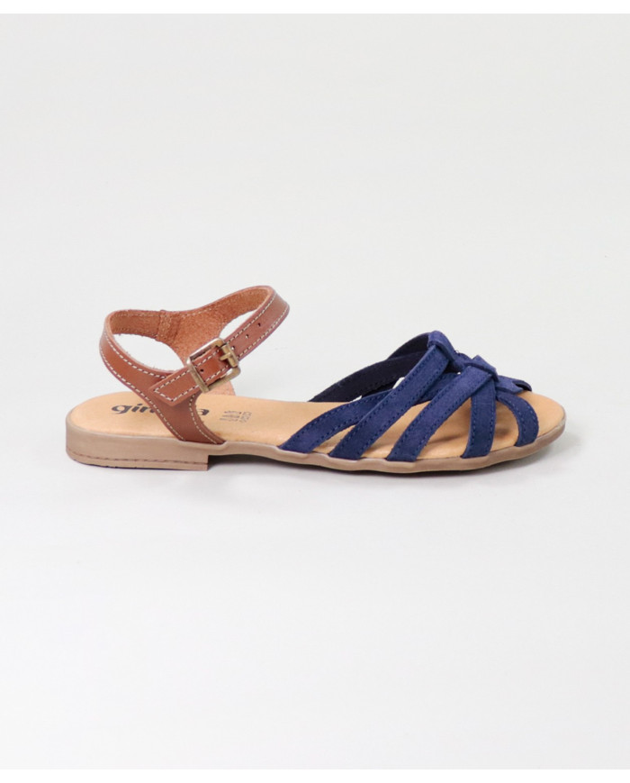 Sandalias Lady Ginova con Franjas de Cruz en Camurça