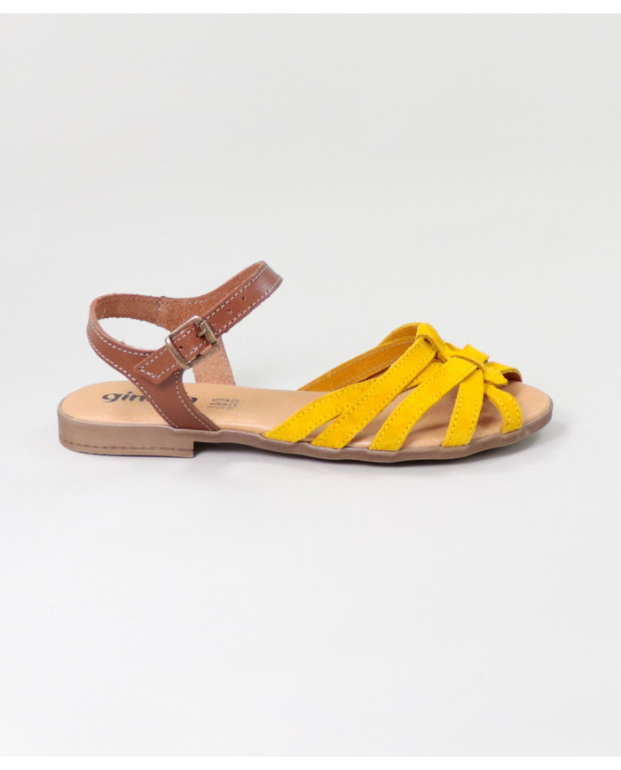 Sandalias Lady Ginova con Franjas de Cruz en Camurça