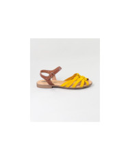 Yellow Sandals of Lady Ginova with Cross Strips in Camurça