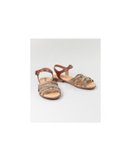 Taupe de Senhora Ginova Sandals with Cross Strips in Camurça
