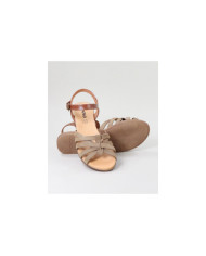 Taupe de Senhora Ginova Sandals with Cross Strips in Camurça