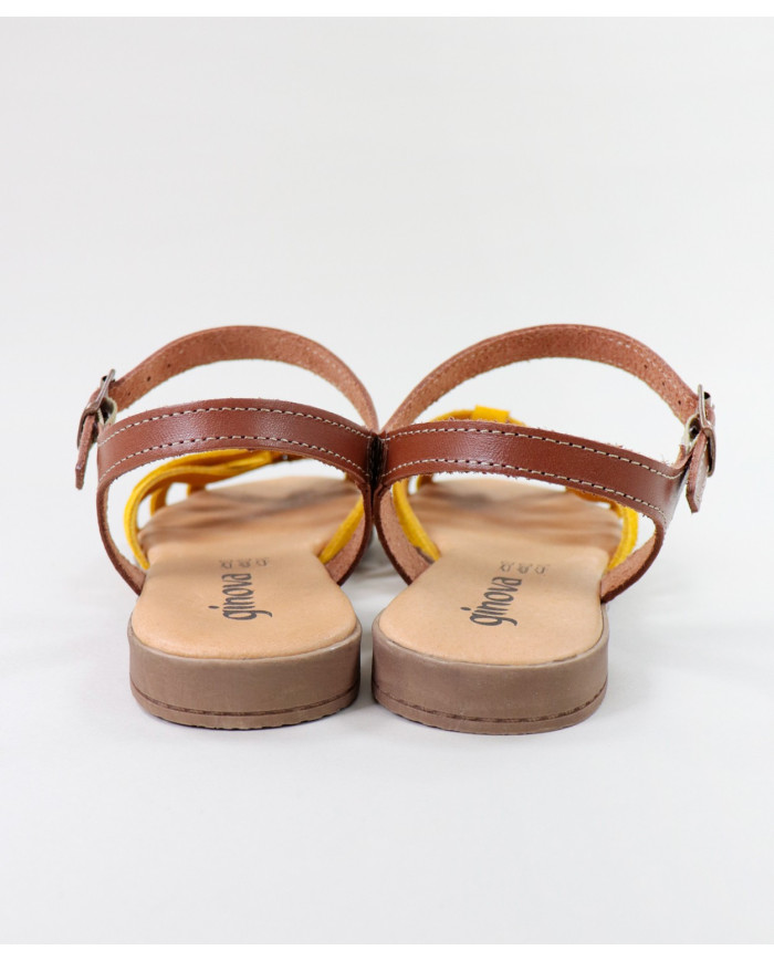 Sandalias Lady Ginova con Franjas de Cruz en Camurça