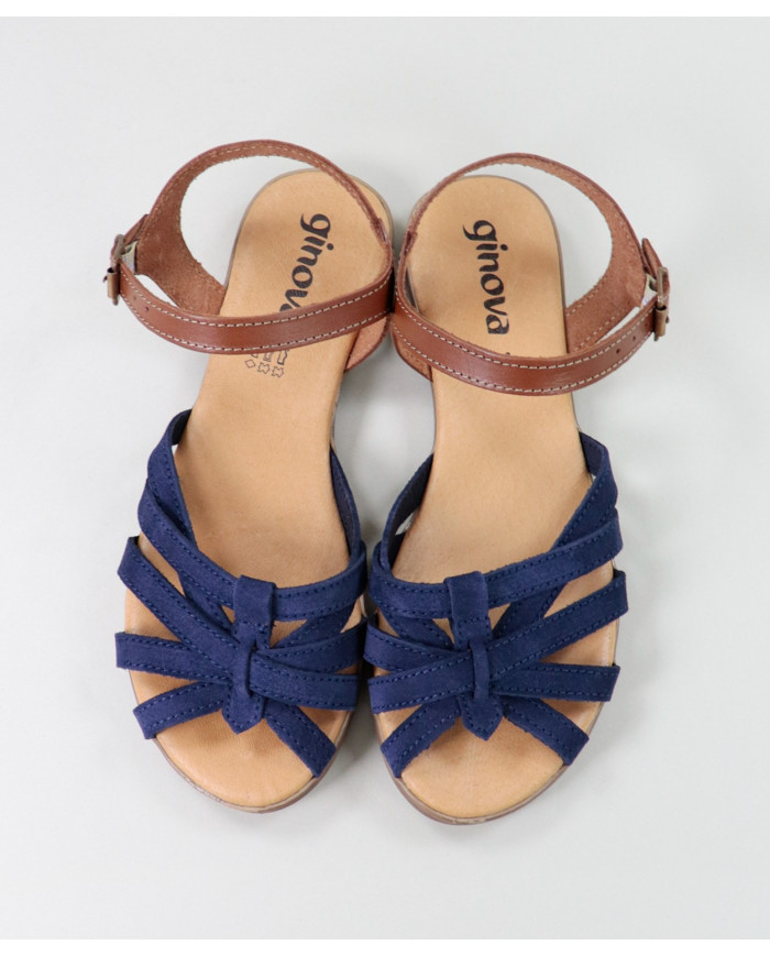 Blue Sandals by Madame Ginova with Cross Strips in Camurça