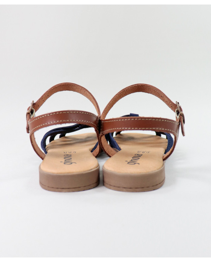 Sandalias Lady Ginova con Franjas de Cruz en Camurça