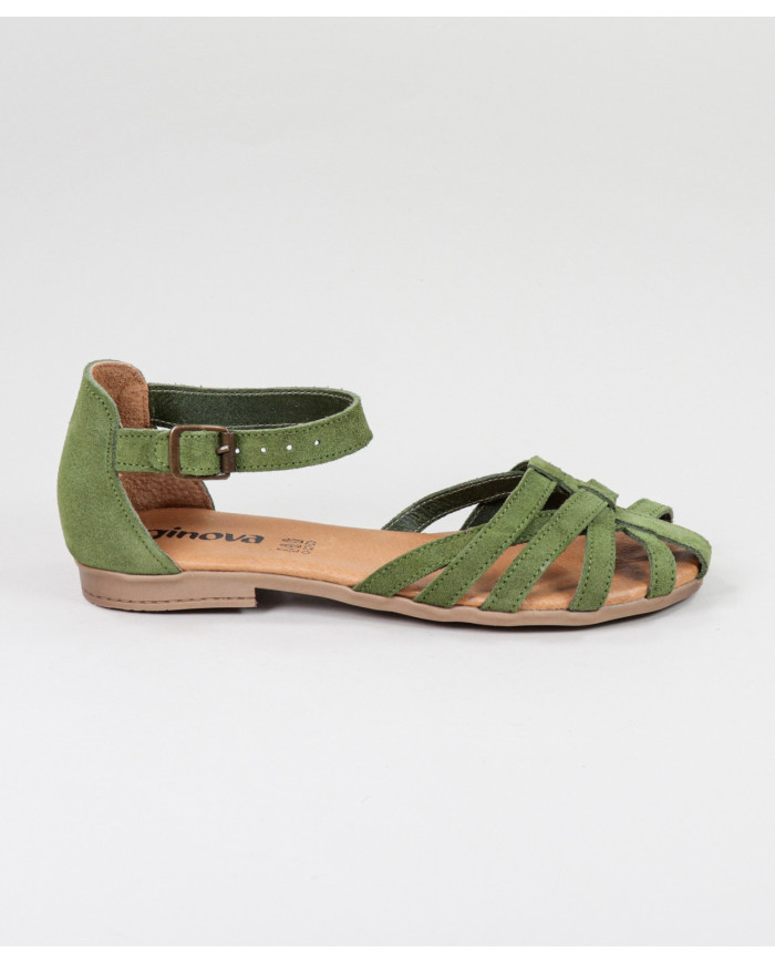 Sandalias Lady Ginova con Franjas de Cruz en Camurça