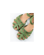Green Sandals by Senhora Ginova with Cross Strips in Camurça