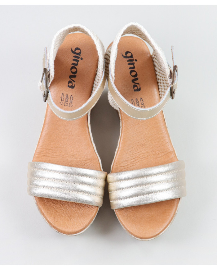 Platinum Sandals by Lady Ginova with Buckle