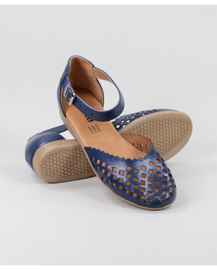 Blue Sandals by Madame Ginova Perforated