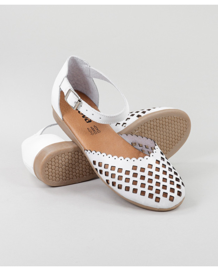 White Sandals by Mrs. Ginova Perforated