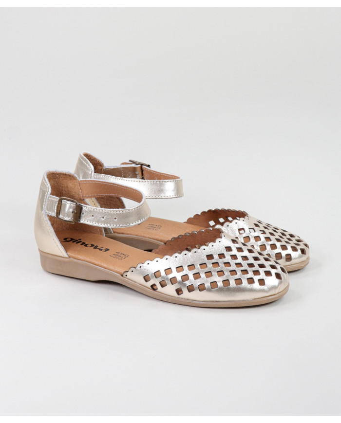 Platinum Sandals by Madame Ginova Perforated