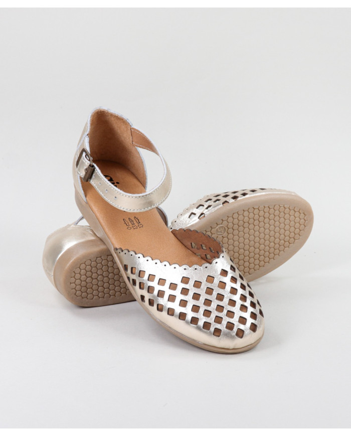 Platinum Sandals by Madame Ginova Perforated