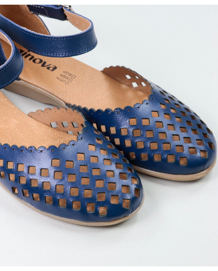 Blue Sandals by Madame Ginova Perforated