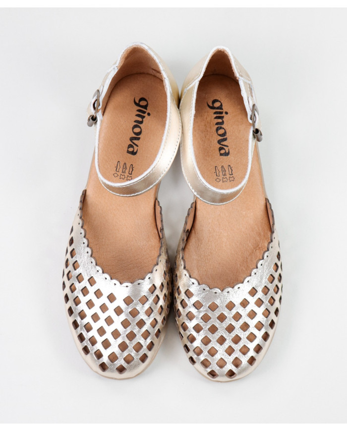 Platinum Sandals by Madame Ginova Perforated