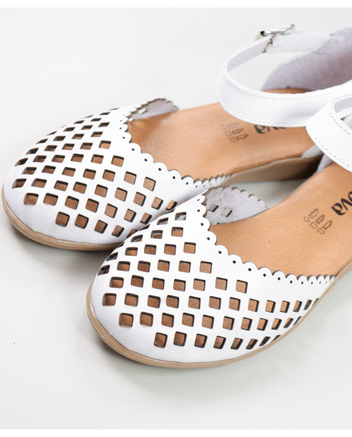 White Sandals by Mrs. Ginova Perforated