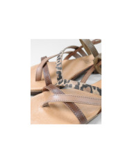 Camel de Senhora Ginova sandals with Various Strips
