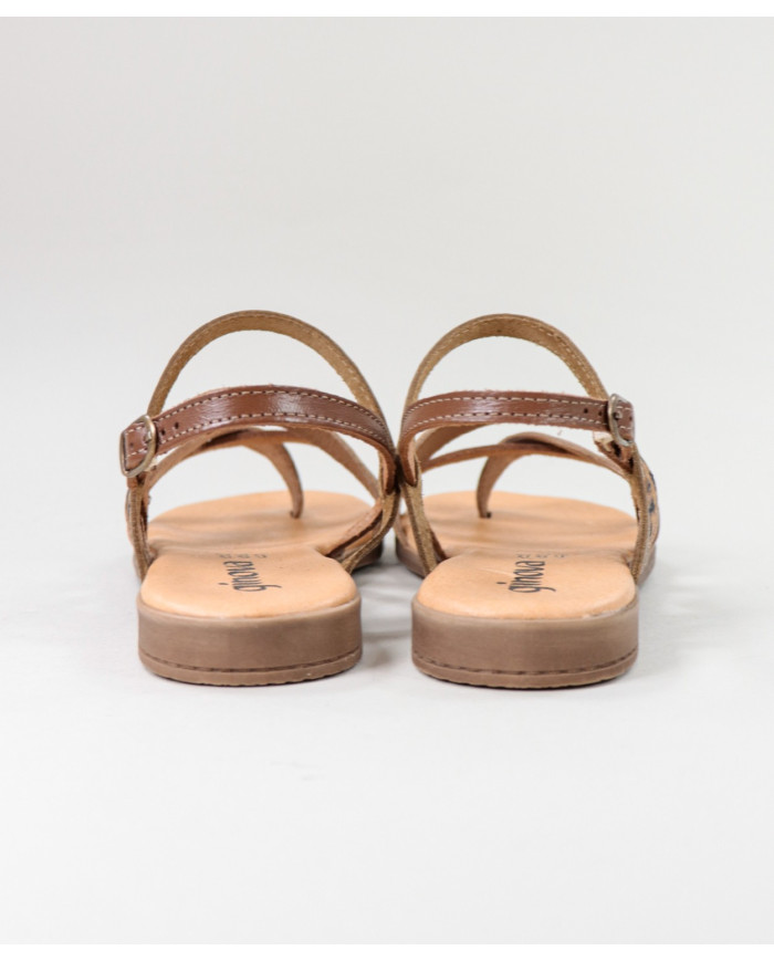 Sandálias Camel de Senhora Ginova com Várias Tiras