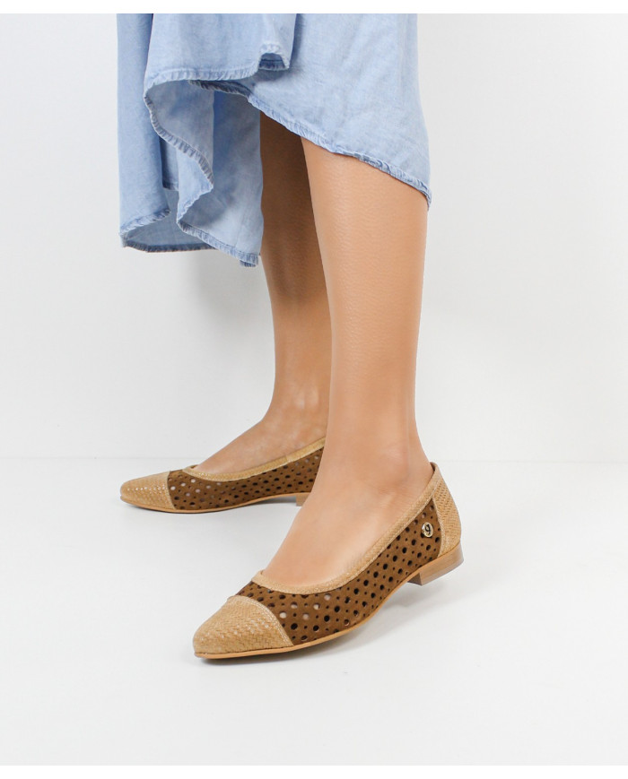 Camel Rasos Shoes by Lady Ginova Perforated