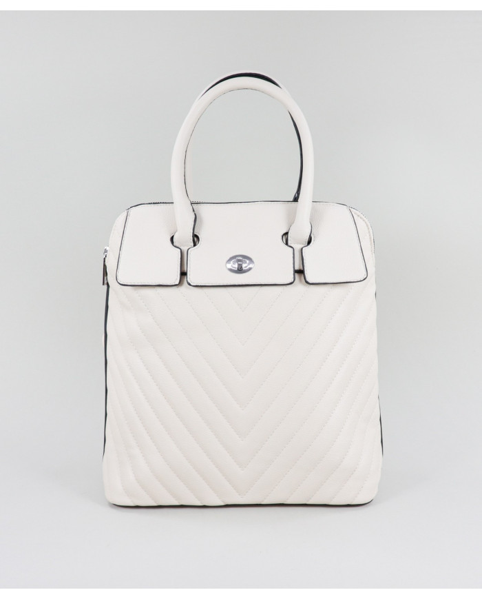 Mochila Bege de Senhora com Costuras Decorativas