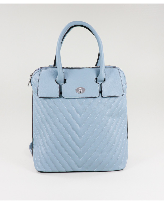 Mochila Azul de Senhora com Costuras Decorativas