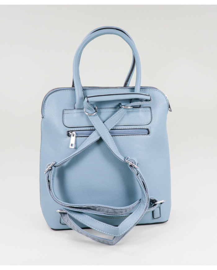 Mochila Azul de Senhora com Costuras Decorativas