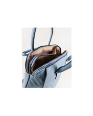 Mochila Azul de Senhora com Costuras Decorativas