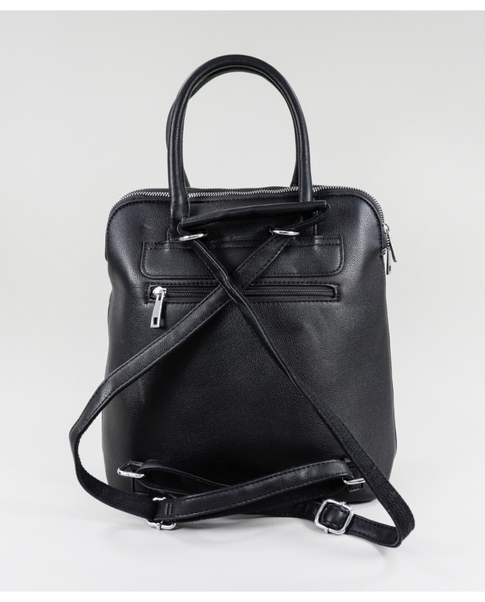 Mochila Preta de Senhora com Costuras Decorativas