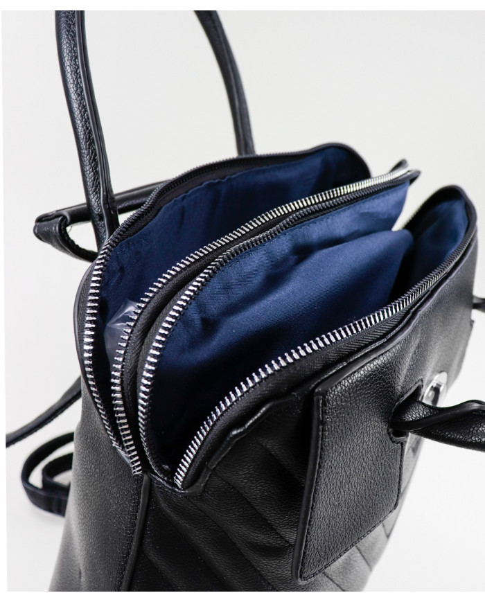 Ladies Black Backpack with Decorative Seams