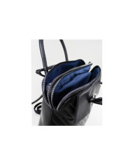 Damas Negro Mochila con costuras decorativas