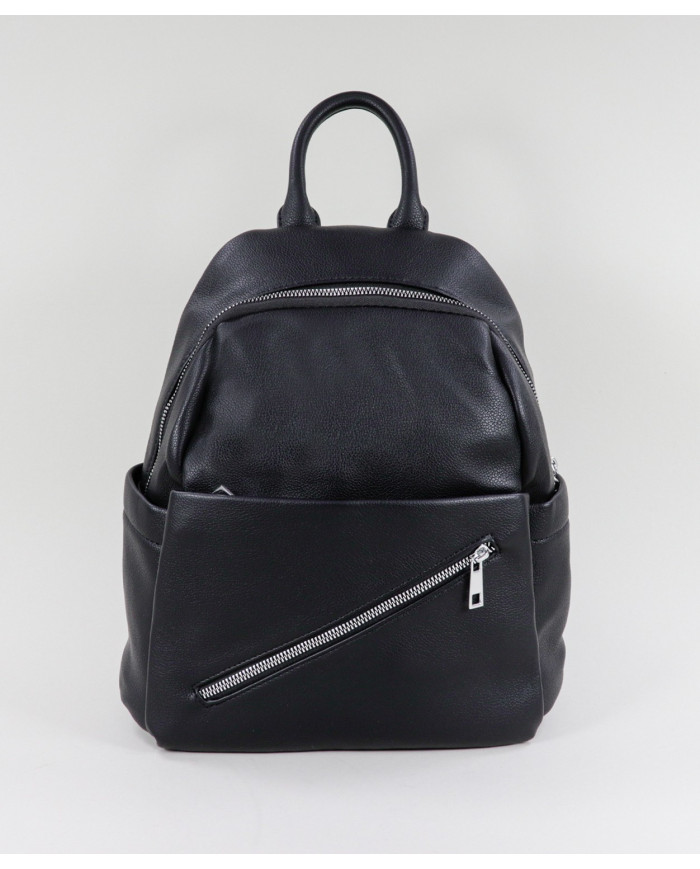 Black Backpack with Pockets on the Front
