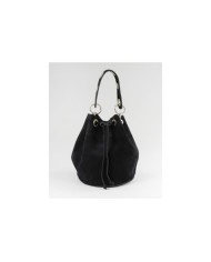 Bolso redondo negro en piel