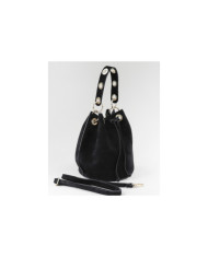 Bolso redondo negro en piel