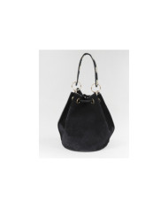 Bolso redondo negro en piel