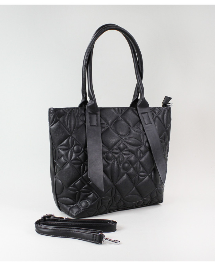 Damas Negro Maleta con Frente Decorado