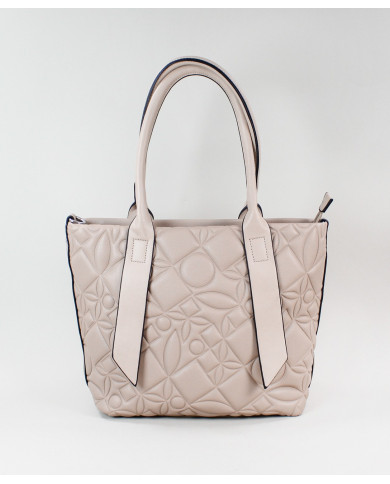 Ladies Taupe Suitcase with Decorated Front