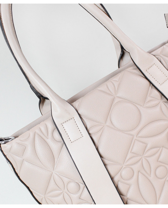 Ladies Taupe Suitcase with Decorated Front