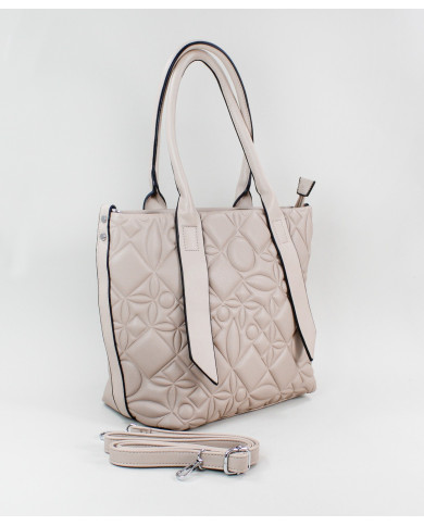 Mala Taupe de Senhora com Frente Decorada