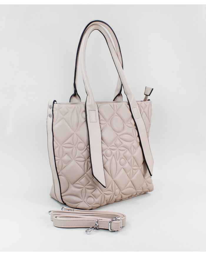 Mala Taupe de Senhora com Frente Decorada