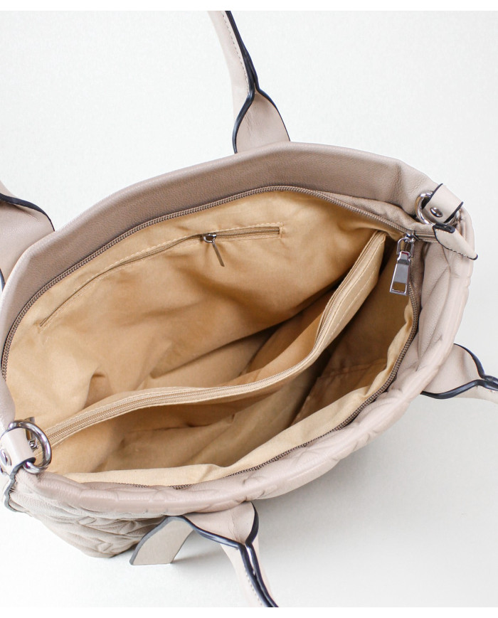 Mala Taupe de Senhora com Frente Decorada